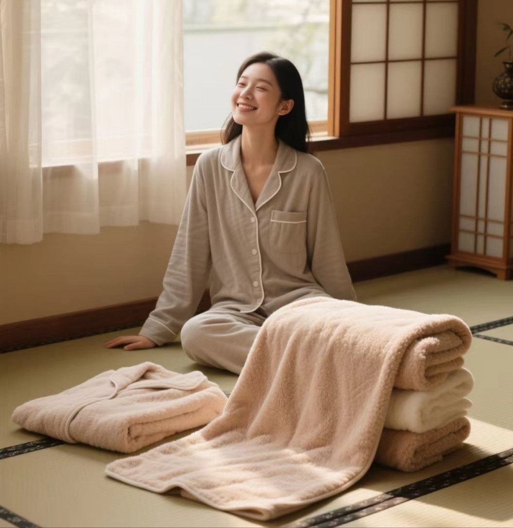 云吻珊瑚绒浴巾｜涤锦混纺黑科技，秒吸速干的温柔铠甲